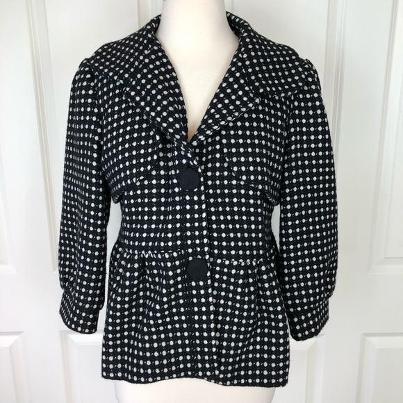 Hazel Anthropologie Coat Large Wool Jacket polka - Picture 1 of 8